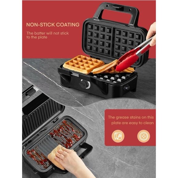 3-in-1 Waffle Sandwich Panini Maker Removable Plates 1200W Grill *Damaged box* - Picture 9 of 14